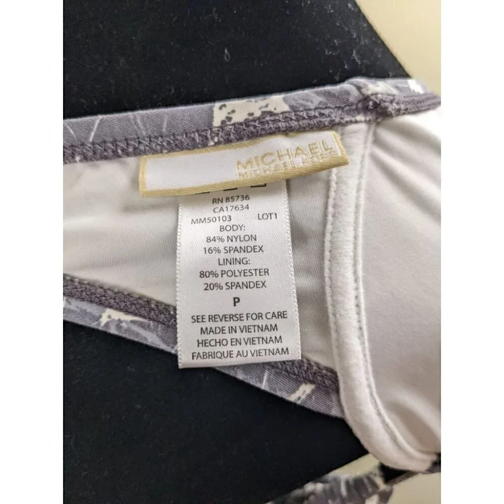 MICHAEL KORS BIKINI Top Size P Gray Paint Splatter Bin C